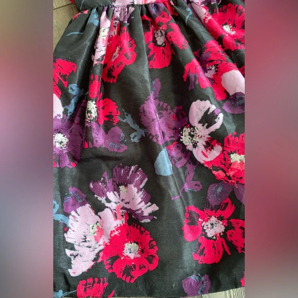 Gymboree Hot Pink Black Purple Lavender Floral Poppy Tulle Dress Girl’s Size 8